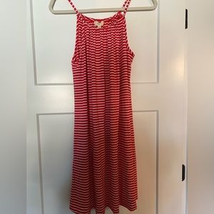Cupio woman’s‎ sund dress, red/orange and white stripe Size L